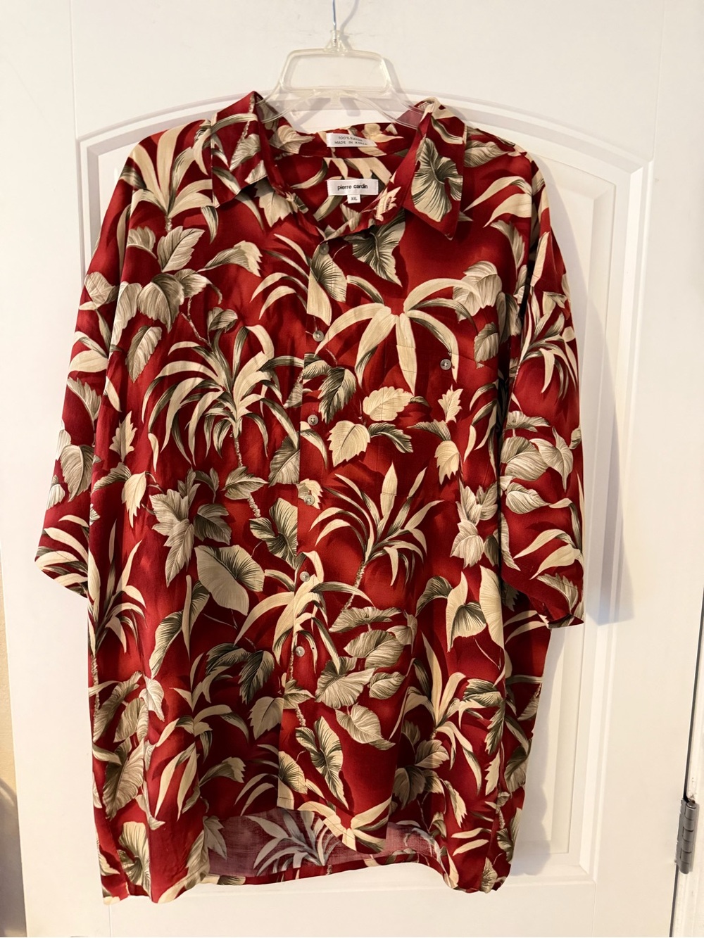 Pierre Cardin Red Botanical Print Short-Sleeve Shirt